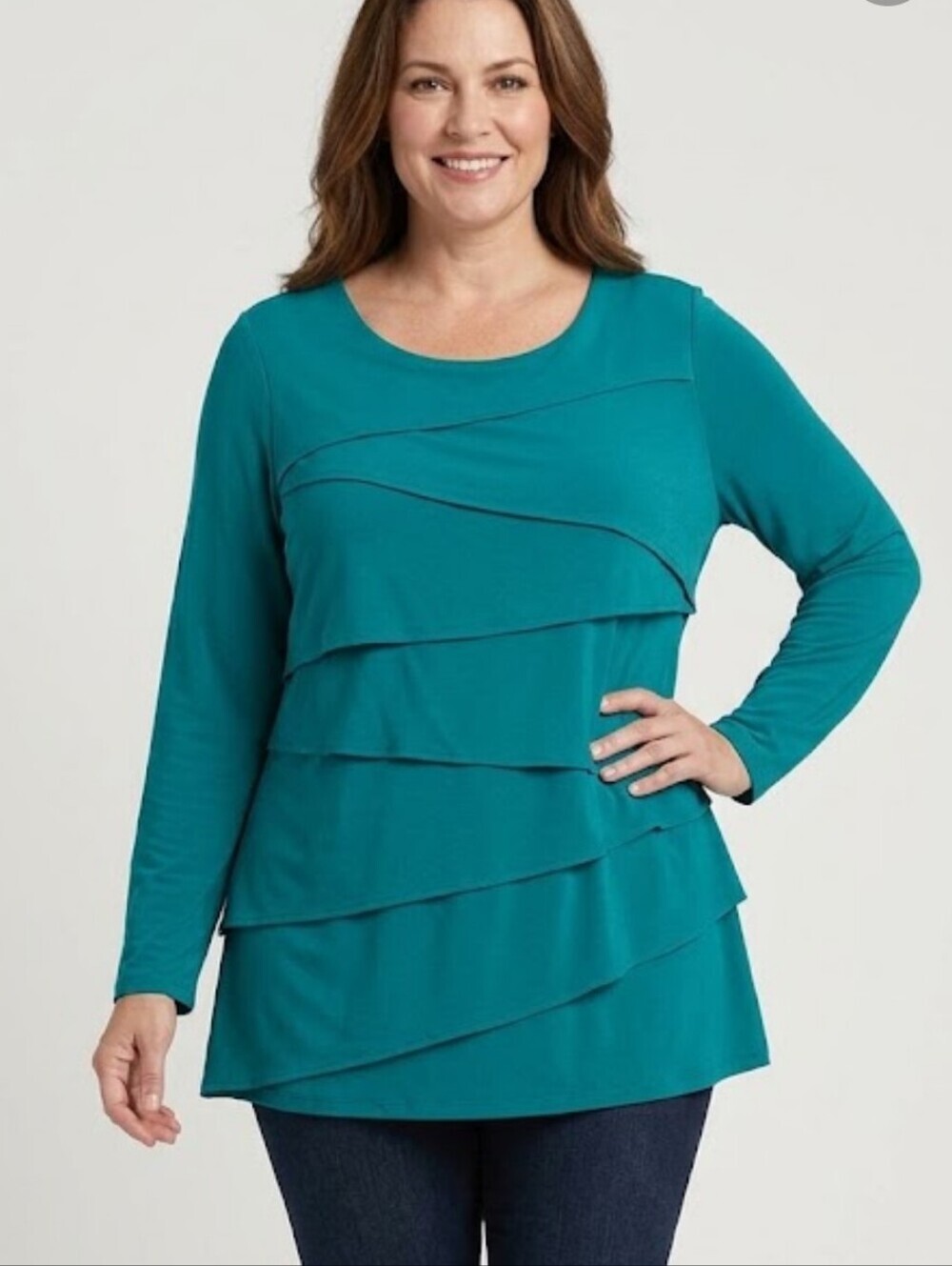 Chico's Teal Layered Long-Sleeved Top Women's Size XL EUC
